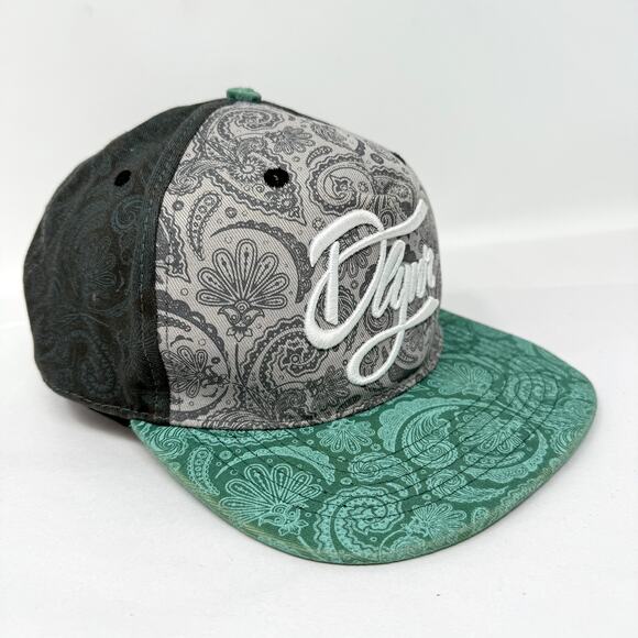 Dolly Noire Italy Hip Hop Hat Gray Green Paisley Snapback Cap Streetwear - Picture 8 of 10